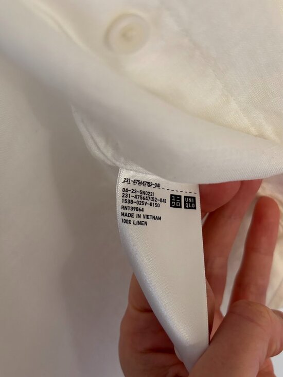 100% linen white button-down Uniqlo Perfect condition - Picture 5 of 5